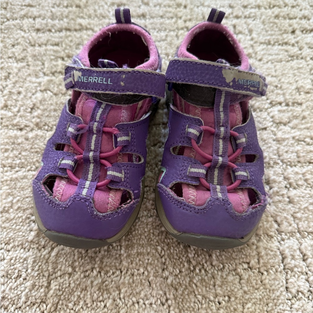 Merrell Purple Sandals with Closed Toe and Velcro Strap